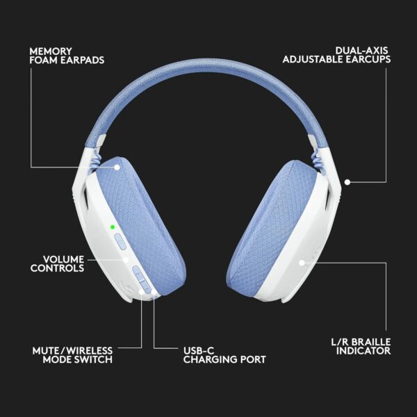Logitech G435 Light Speed and Lightweight Gaming Bluetooth Wireless Over Ear Headphones with Mic