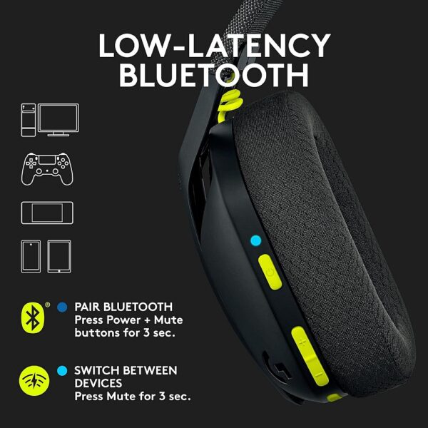 Logitech G435 Light Speed and Lightweight Gaming Bluetooth Wireless Over Ear Headphones with Mic